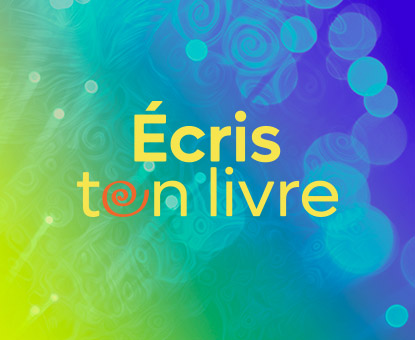 Logo Écris ton livre sur dégradé bleu et jaune